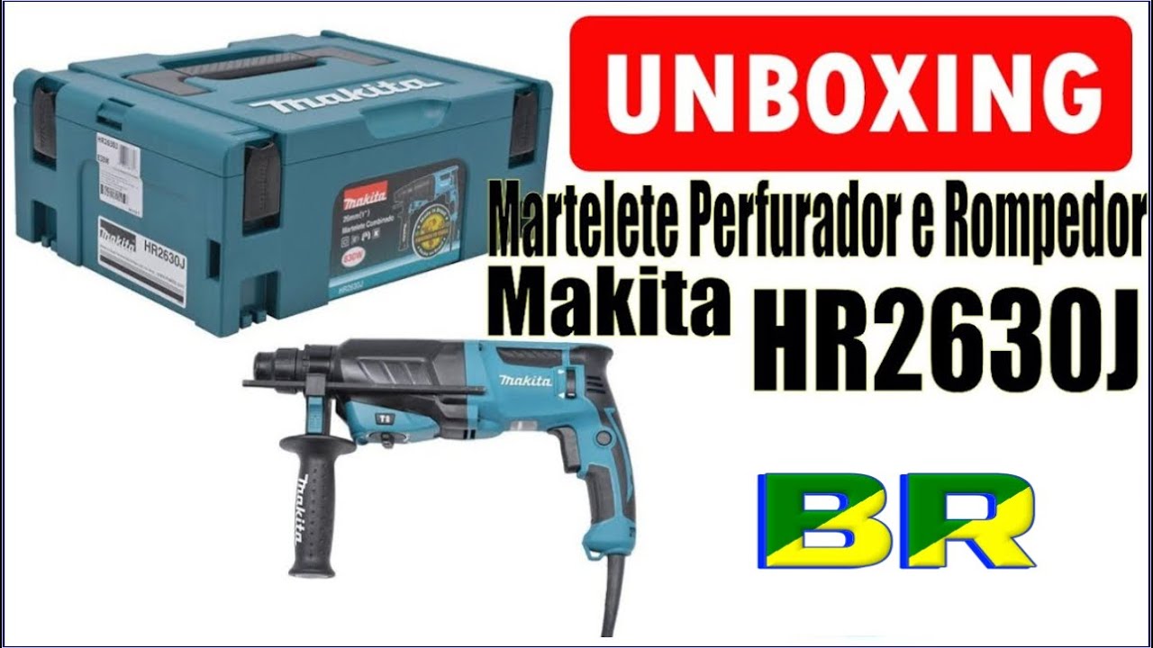 Martelete Perfurador e Rompedor 830 watts Makita HR2630J velocidade variável e reversível Unboxing