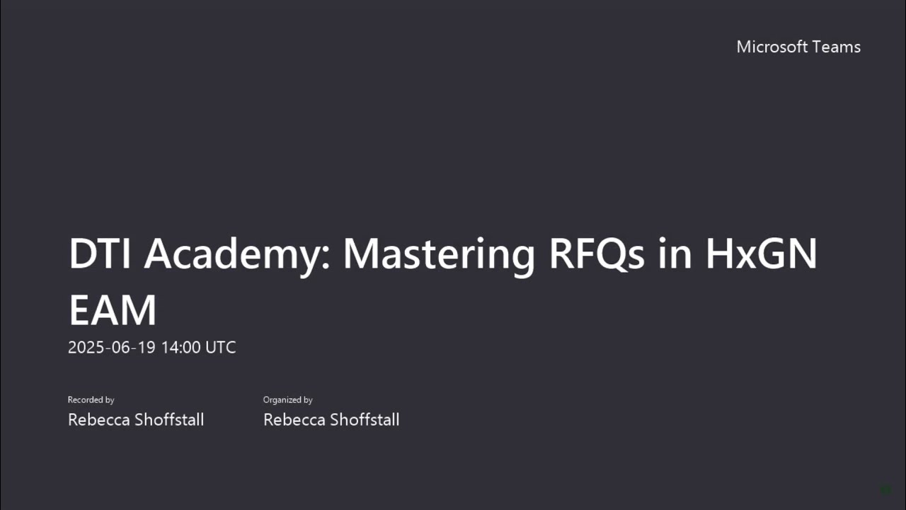Mastering RFQs in HxGN EAM