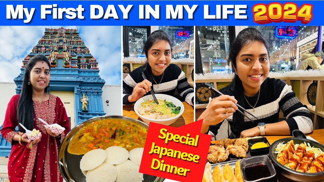🍜 How did we spend our New Year Day | Family Dinner | Morning to Evening | Temple | USA Tamil VLOG