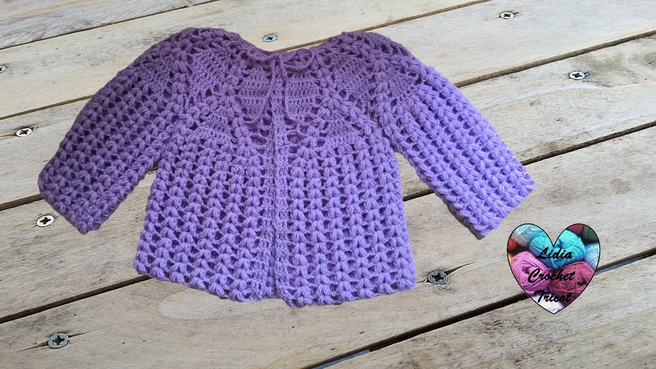 Magnifique brassière bébé au crochet 1/2 / Chaquetita bebe tejida a crochet