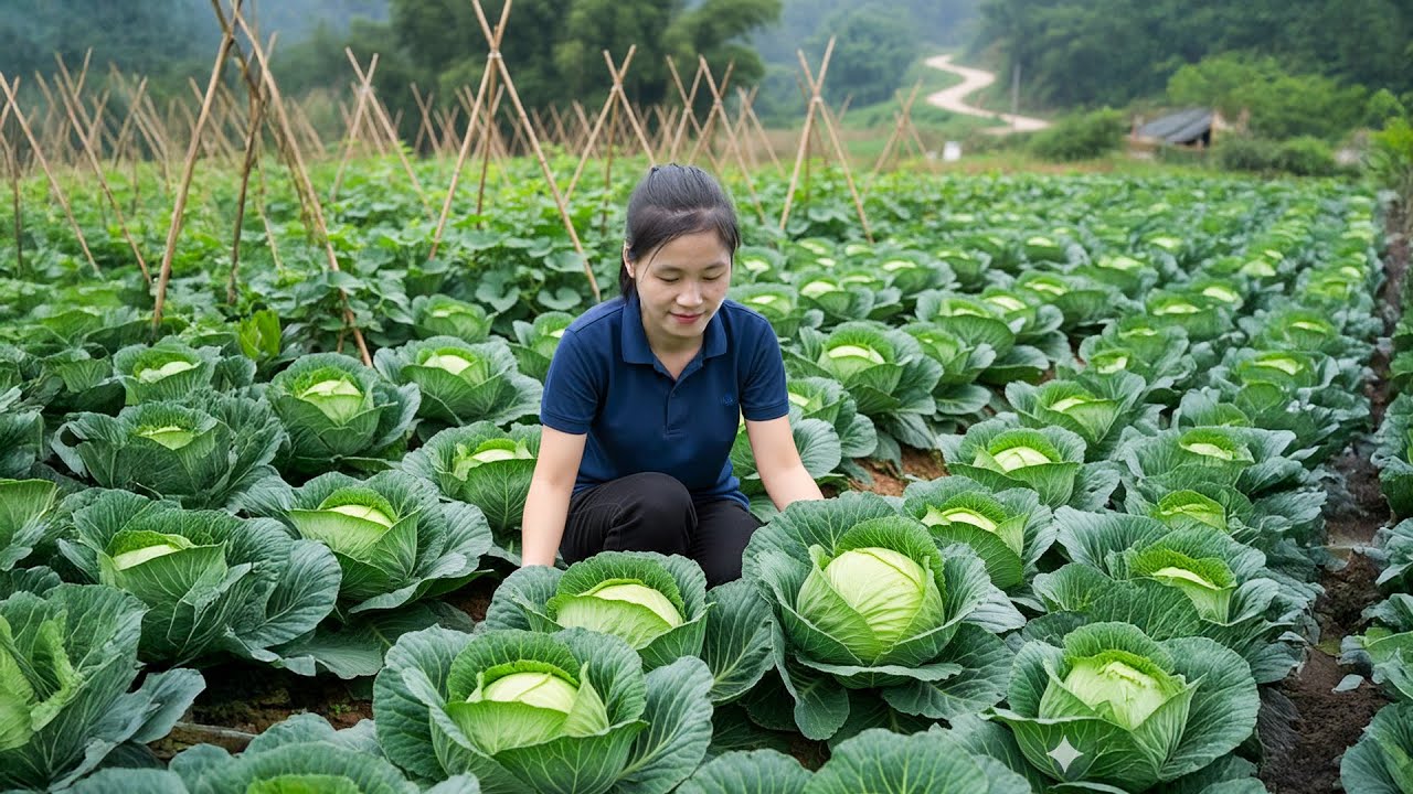 FULL VIDEO -- How to Harvesting 50kg Sweet Cabbage - Elli Go to Countryside Market Sell