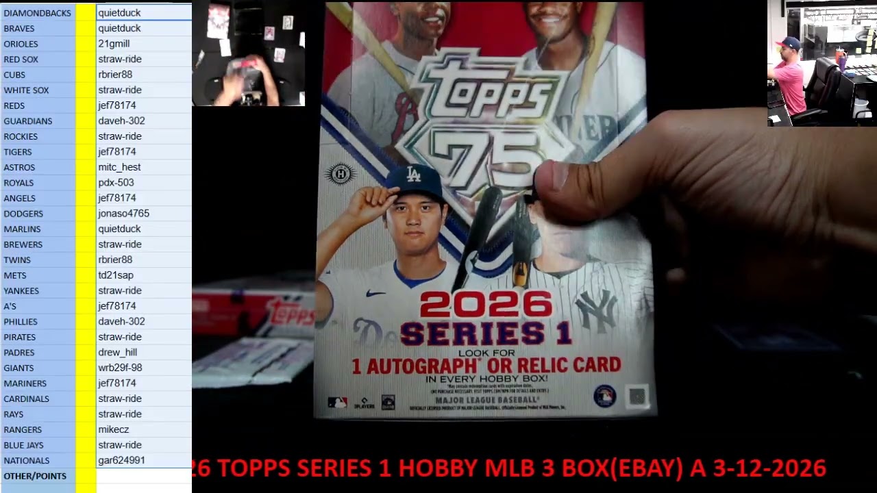 CAJUNBREAKER 2026 TOPPS SERIES 1 HOBBY MLB 3 BOX(EBAY) A 3-12-2026