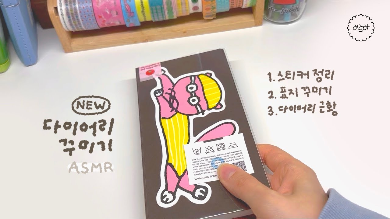 ✍🏻새로운 다이어리에 일기를 쓰자. ASMR 다꾸기록ㅣ스티커정리ㅣ표지꾸미기