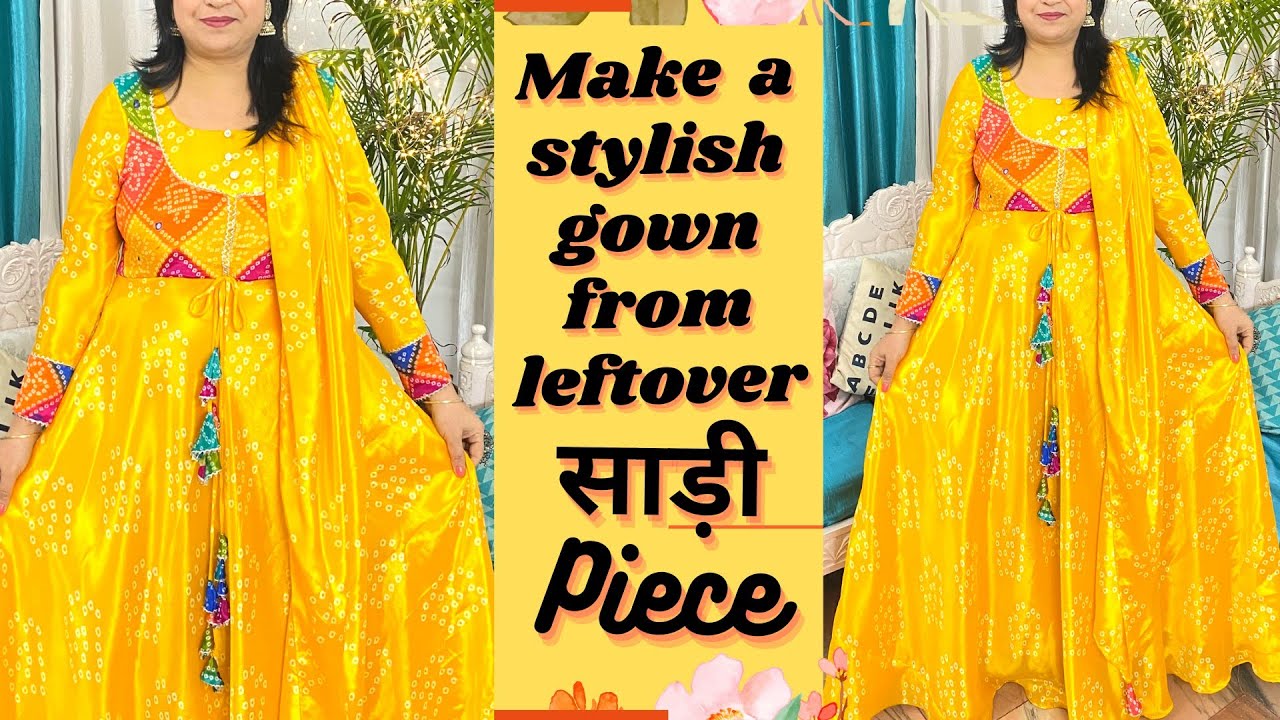 Convert Old Saree into Gown|Umbrella Gown cutting and stitching|saree reuse Ideas|Reuse old sari|Diy