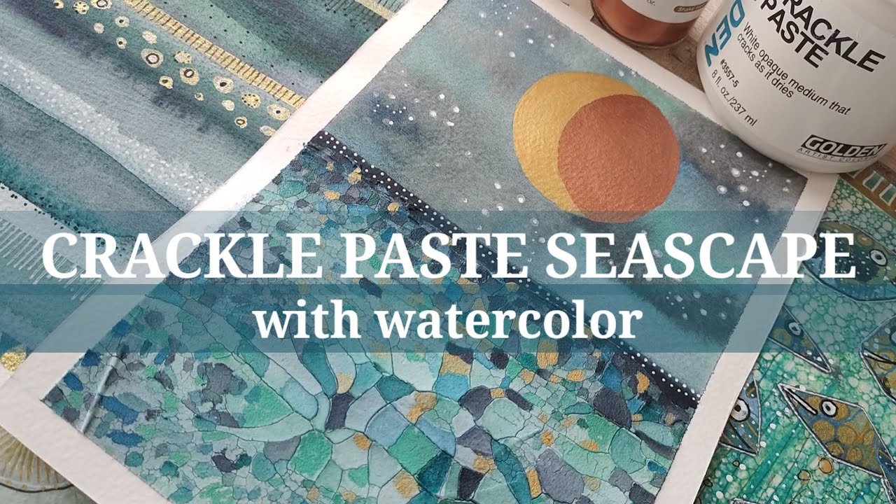 CRACKLE GLAZE! your SEASCAPE. Abstract Watercolor and Mixed Media