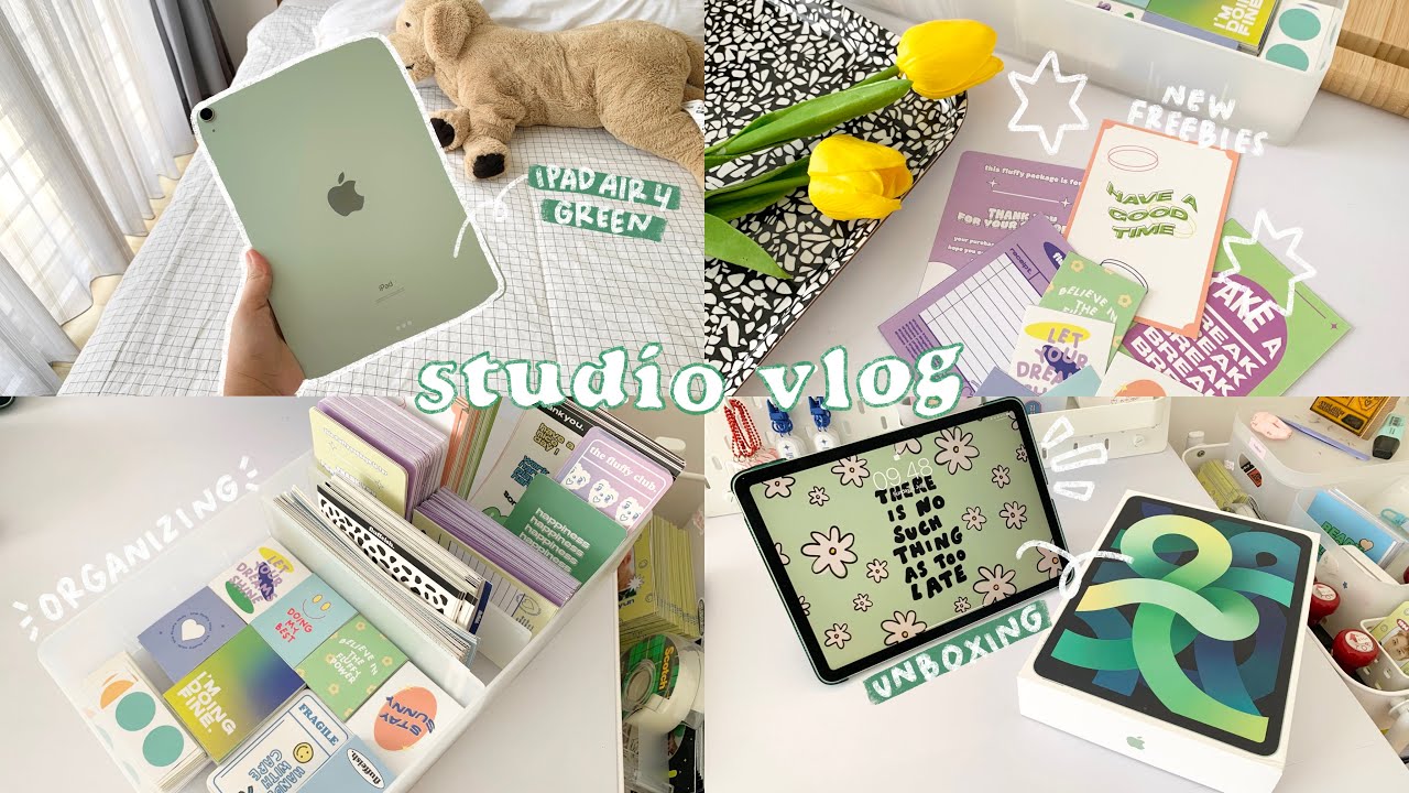 studio vlog 39: ipad air 4 unboxing, packing orders, new freebies, organizing || indonesia