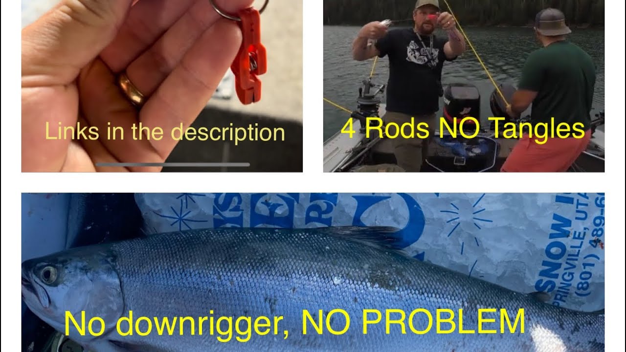 How to troll 4 rods for Kokanee without downriggers. Using clip weights.