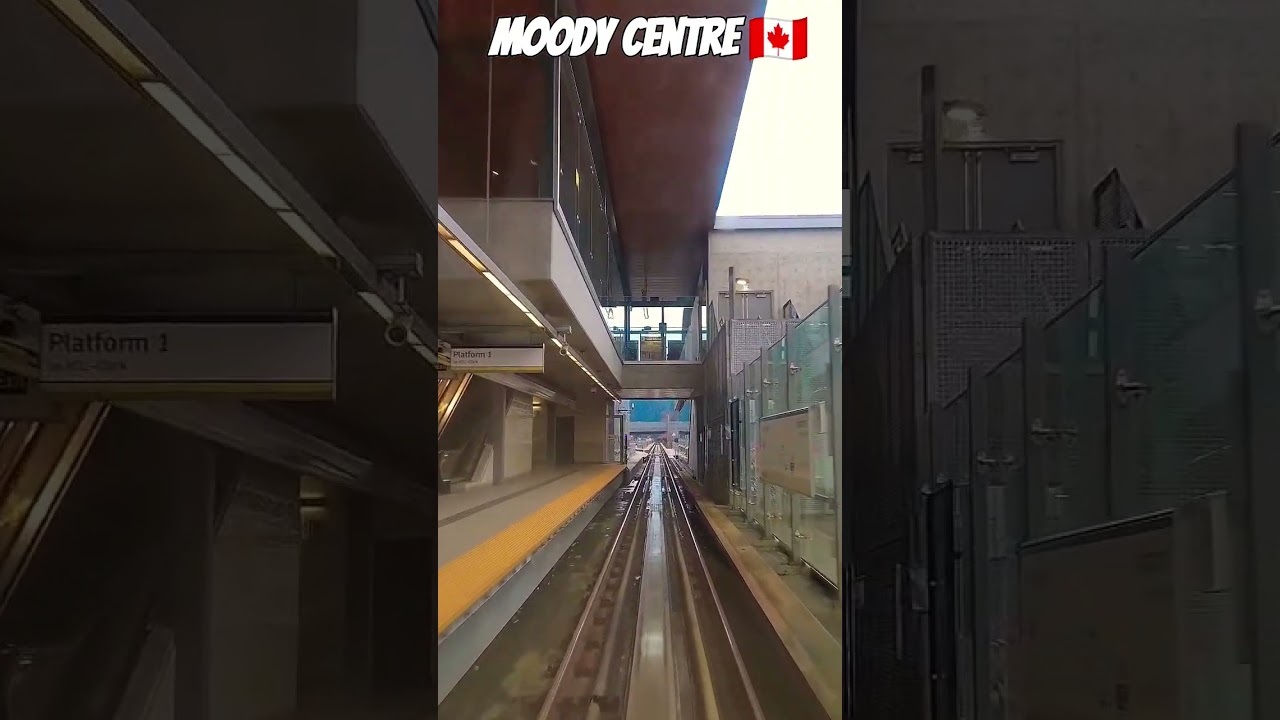 Millennium Line SkyTrain entering Moody Centre Skytrain Station in Port Moody, BC 🚊🍁🇨🇦