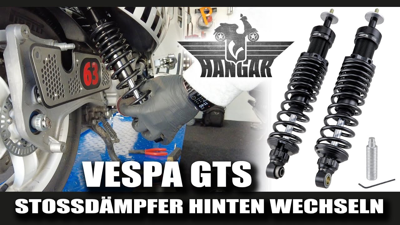 Einbau der Stoßdämpfer SIP PERFORMANCE hinten.Vespa GTS300  installation Sip rear shock absorbers