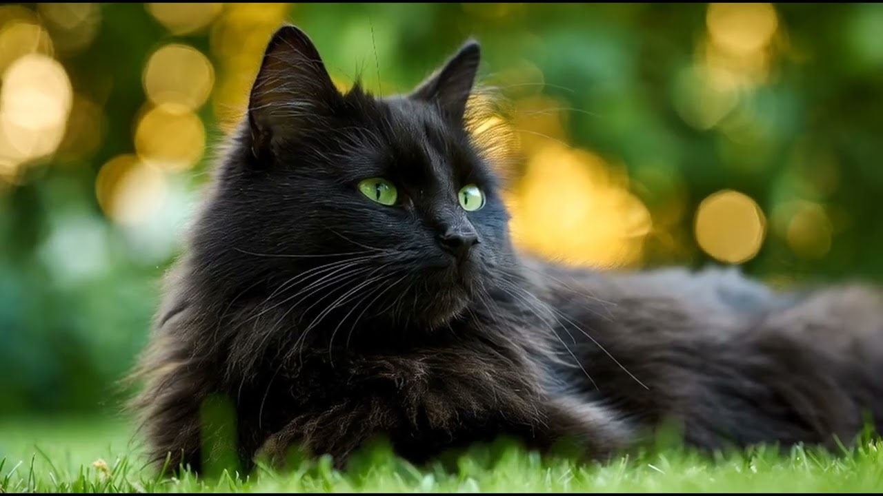 Playlist(cat purring) - Enchanting Black Cat in Nature 🌿🐾
