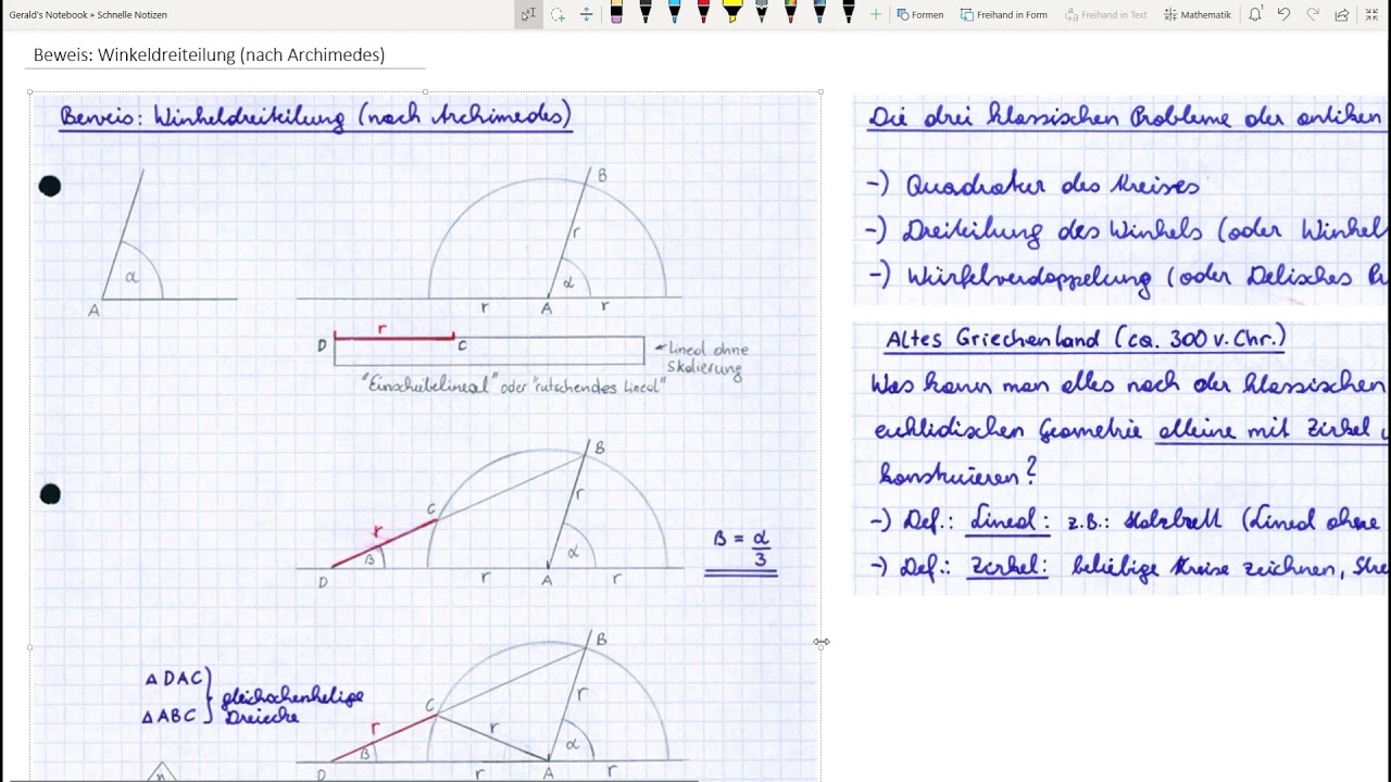 Beweis Winkeldreiteilung nach Archimedes