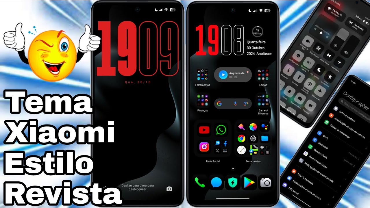 Melhor Combinação Tema Xiaomi Ícones Dark Central de Controle HyperOs @CiclopeTech