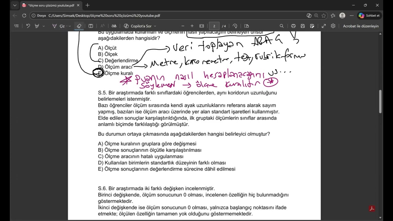 Ölçme Temel kavramlar 1 Soru Çözümü