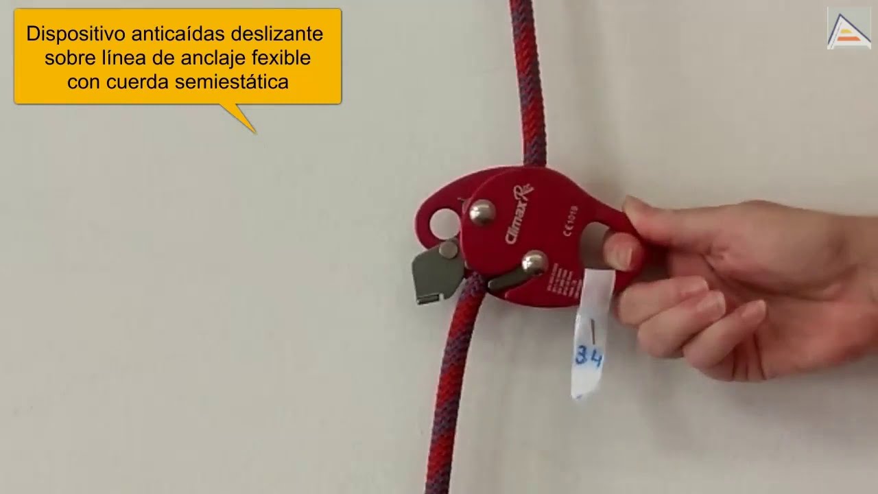 EPI contra caídas: Dispositivo anticaídas sobre línea de anclaje flexible con cuerda semiestática
