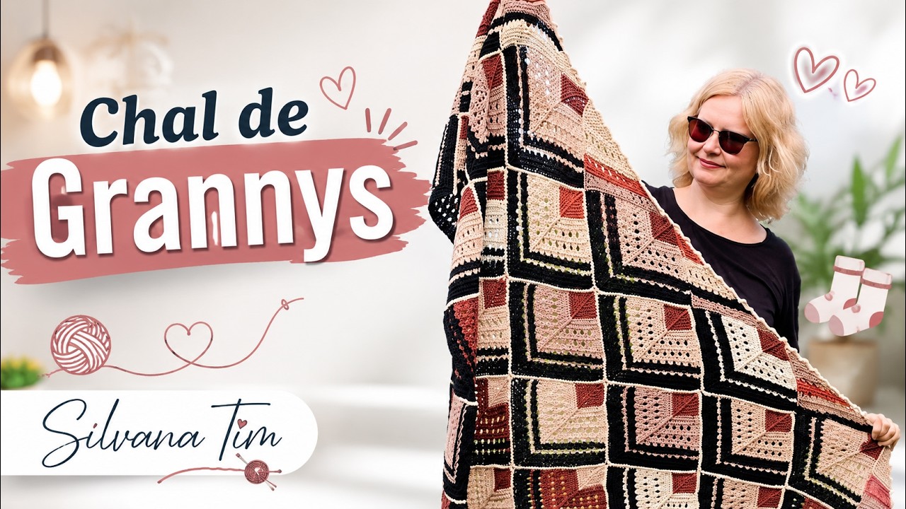 CÓMO TEJER UN CHAL de GRANNYS tipo Patchwork paso a paso #chal #dosagujas #knitting #principiantes