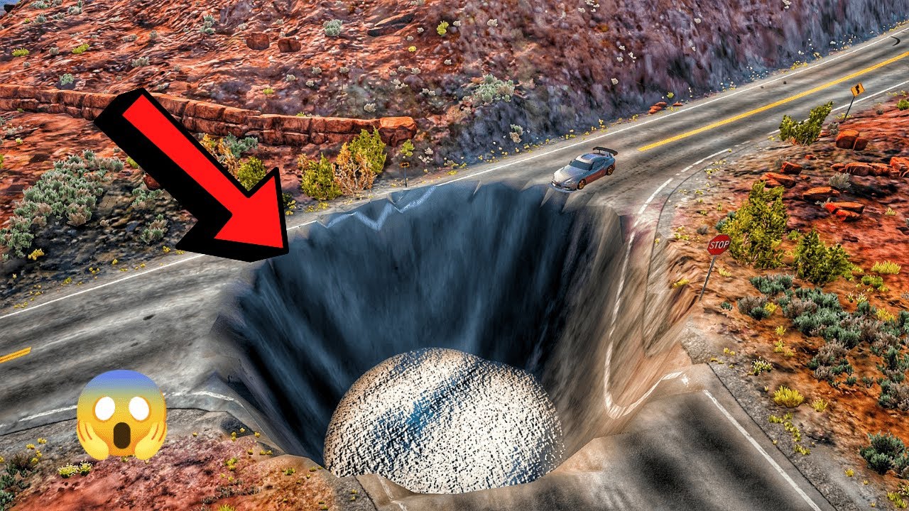 CARS VS GIANT PIT DEEP WATER - BeamNG Drive! #58 | 