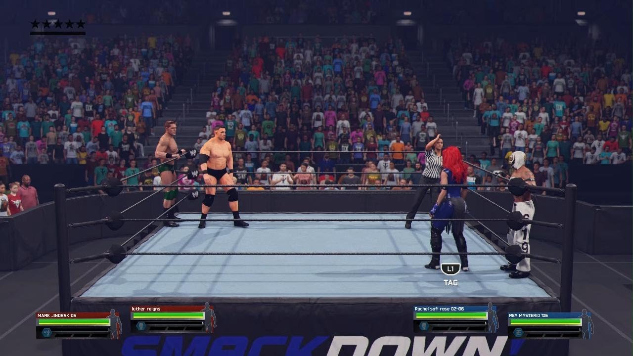 WWE 2K25 Rachel Sofia Rose and Rey Mystero vs Mark Jindrak and Luther Reigns Smackdown 2005