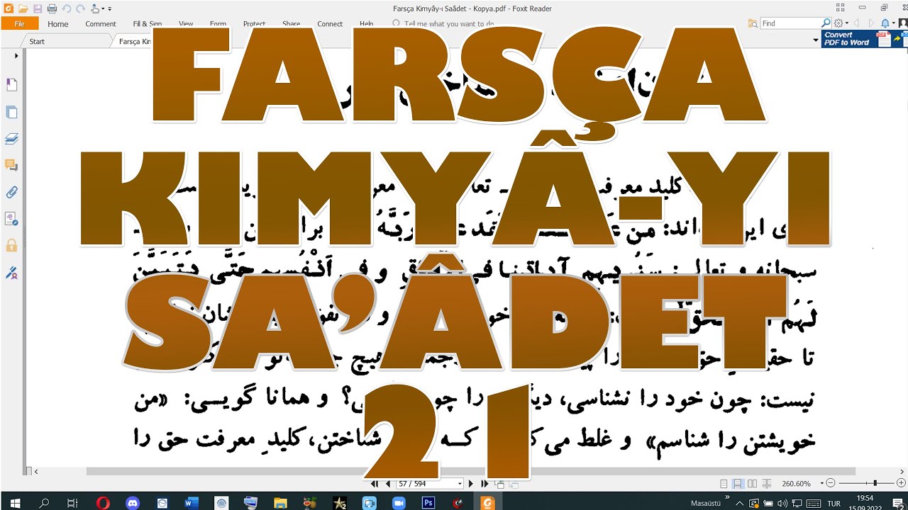 Farsça Kimyâ-yı Saâdet Eserinin Tercümesi - 21. Fesle Panzdehom