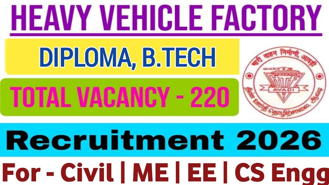 Heavy vehicle Factory Apprentice Recruitment 2026 @diplomaholders