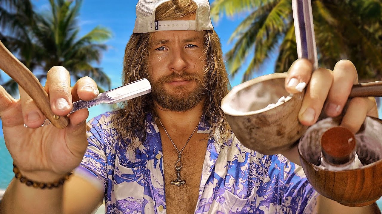Luxury Beach Barbershop 🪒Double Razor Shave 🪒💈ASMR💈
