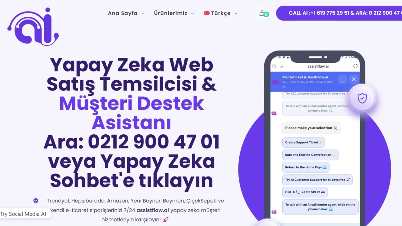 Assist Flow Yapay zeka çağrı merkezi asistanımız artık sipariş entegrasyonu ile birlikte çalışıyor.