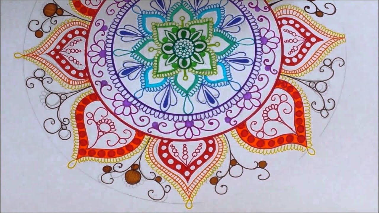 How to draw Colourful Mandala (1) - Jak narysować Kolorową mandalę (1)
