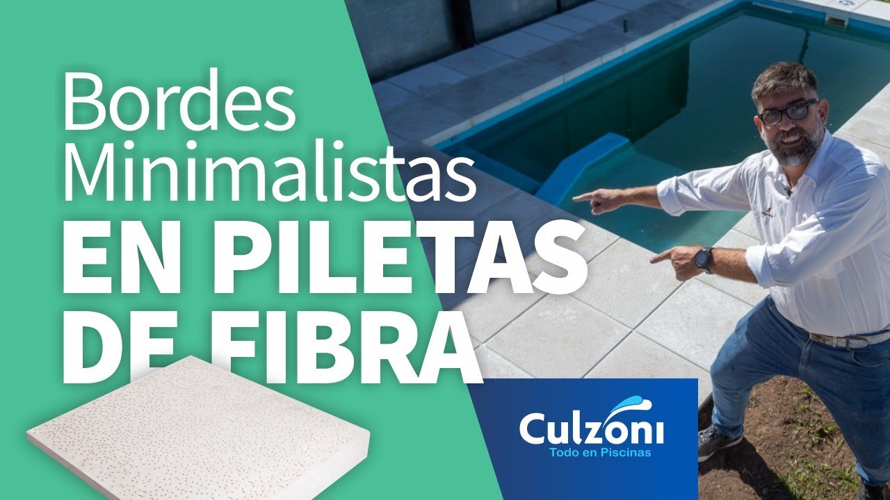 Piscinas de fibra paso a paso colocación de bordes minimalistas y solárium atérmico color blancos