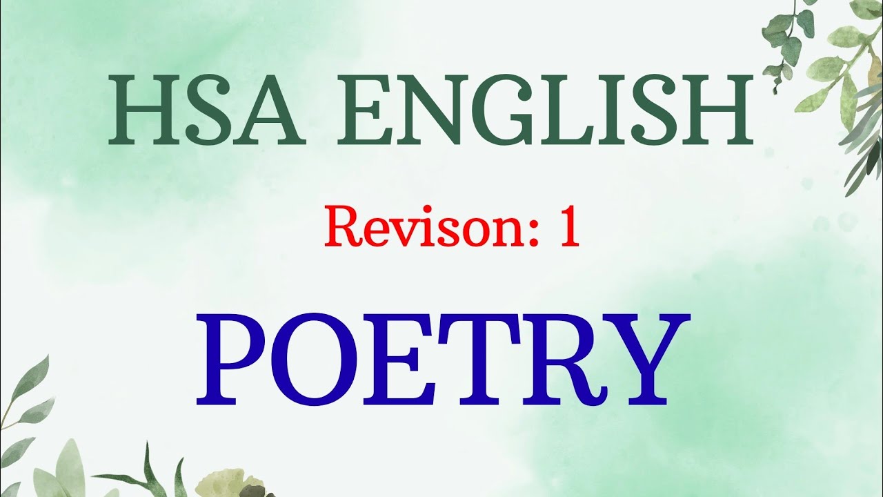 HSA ENGLISH | REVISION - 1 | 50 MCQs from POETRY 