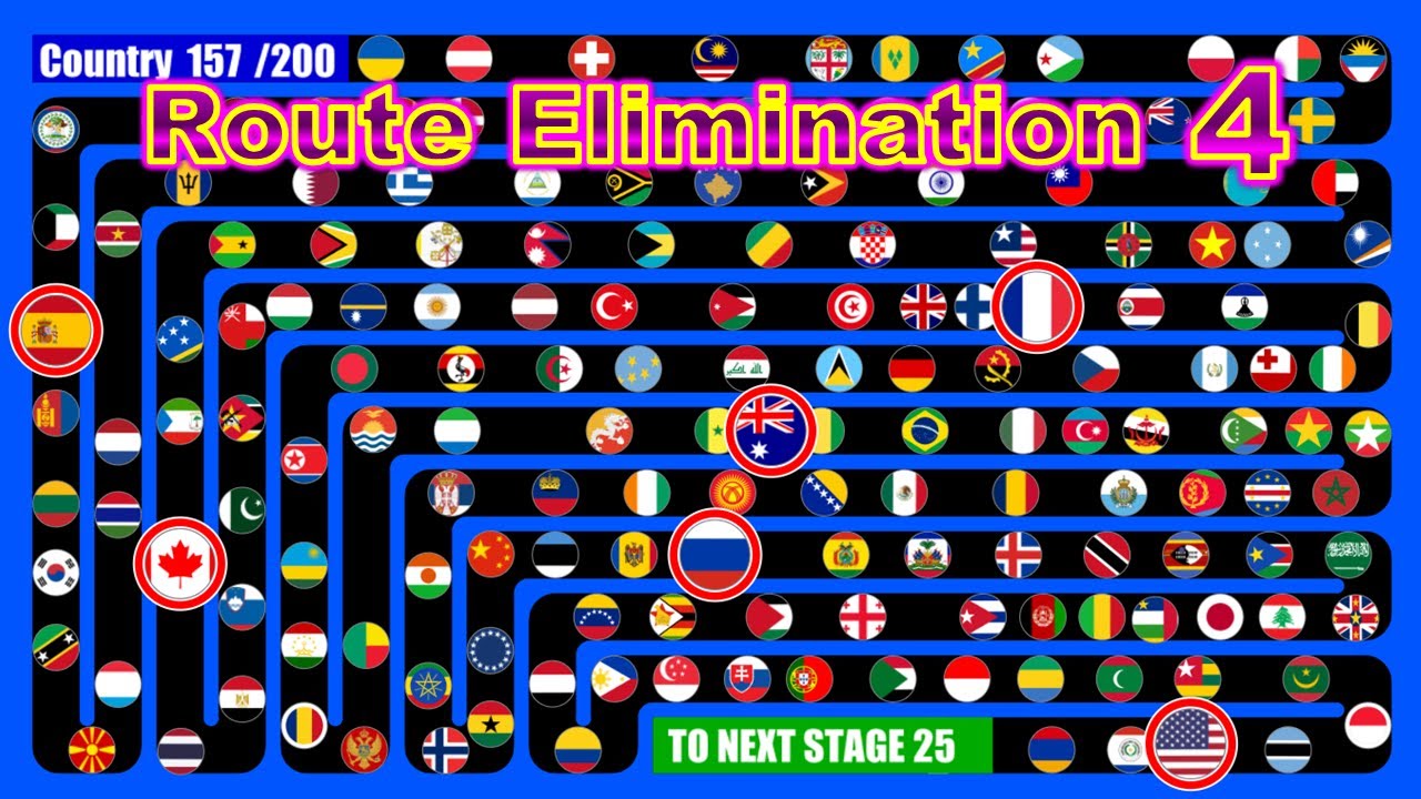 Route Elimination4 ~200 countries marble race~ in Algodoo | Marble Factory