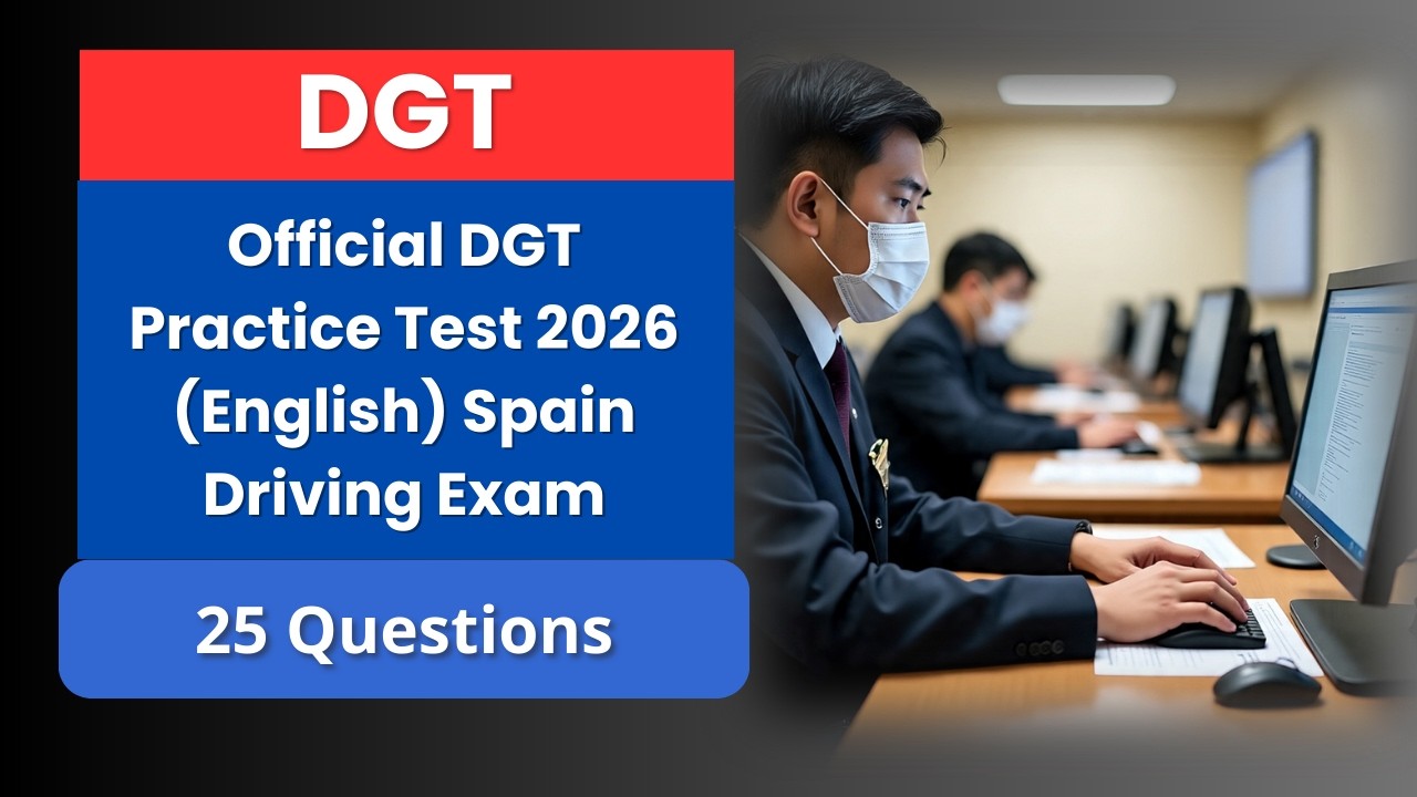 Official DGT Practice Test 2026 (English) | Spain Driving Exam 25 Questions