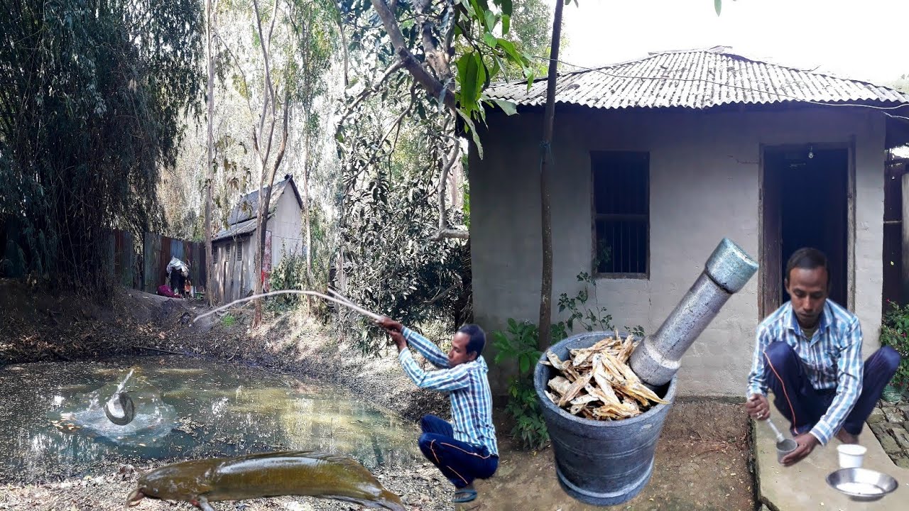 শুকনো মাছের টোপ বানিয়ে দুটো মাগুর মাছ ধরলাম|village bablu bhai fisherman|hook fishing
