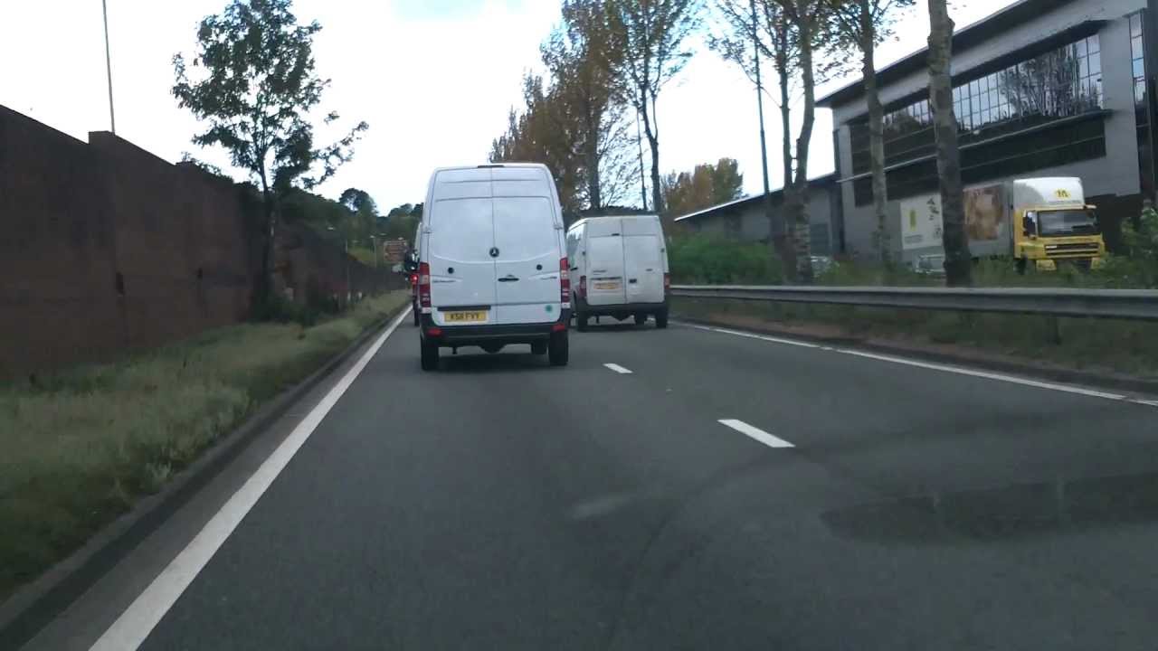 Basford roundabout turning right from A500 to Etruria