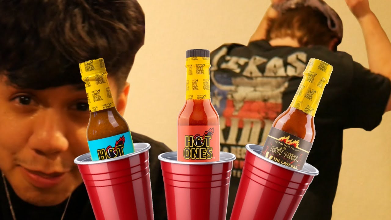 doing beer pong with hot sauces (Horrible idea)