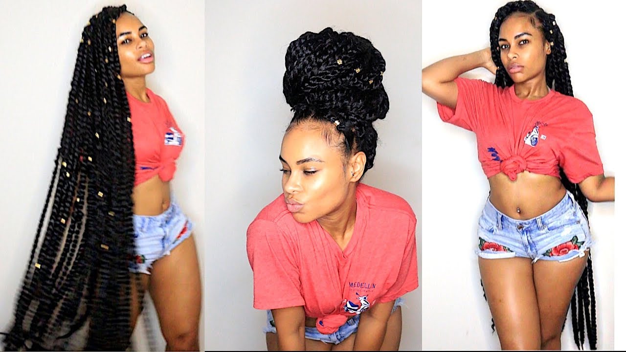 How to: NO Cornrows Knee Length CROCHET BRAIDS Senegalese Twists (BRAIDLESS natural hair style)