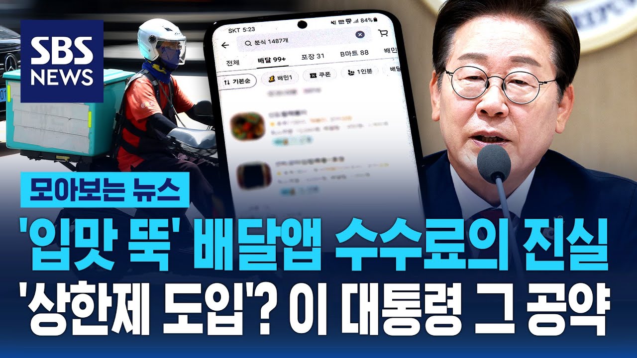 '입맛 뚝' 배달앱 수수료의 진실..'상한제 도입'? 이 대통령 그 공약 / SBS / 모아보는 뉴스