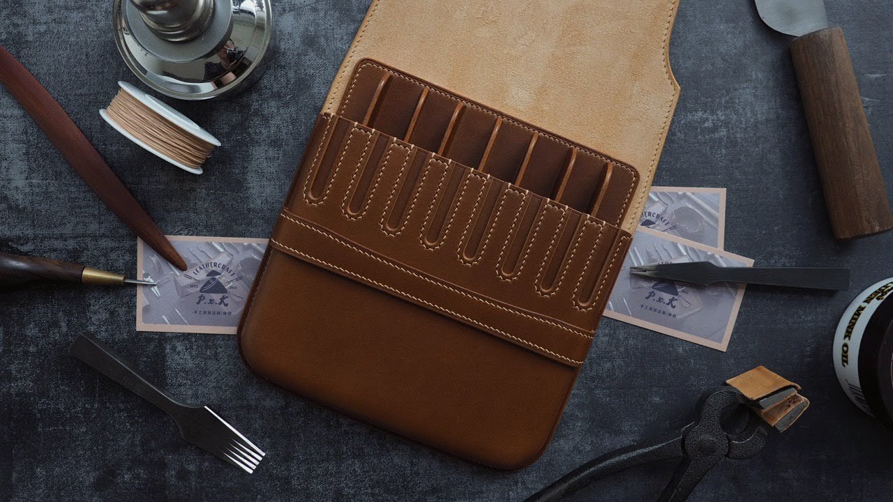 Making of a  Handmade Leather Pen Case - DIY BUILD ALONG/ASMR