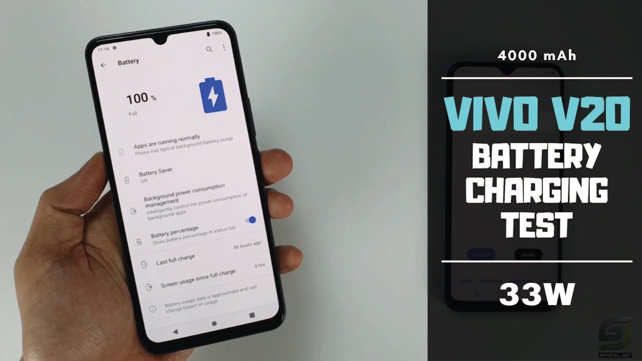 Vivo V20 Battery Charging test 0% to 100% | 33W fast charger 4000 mAh