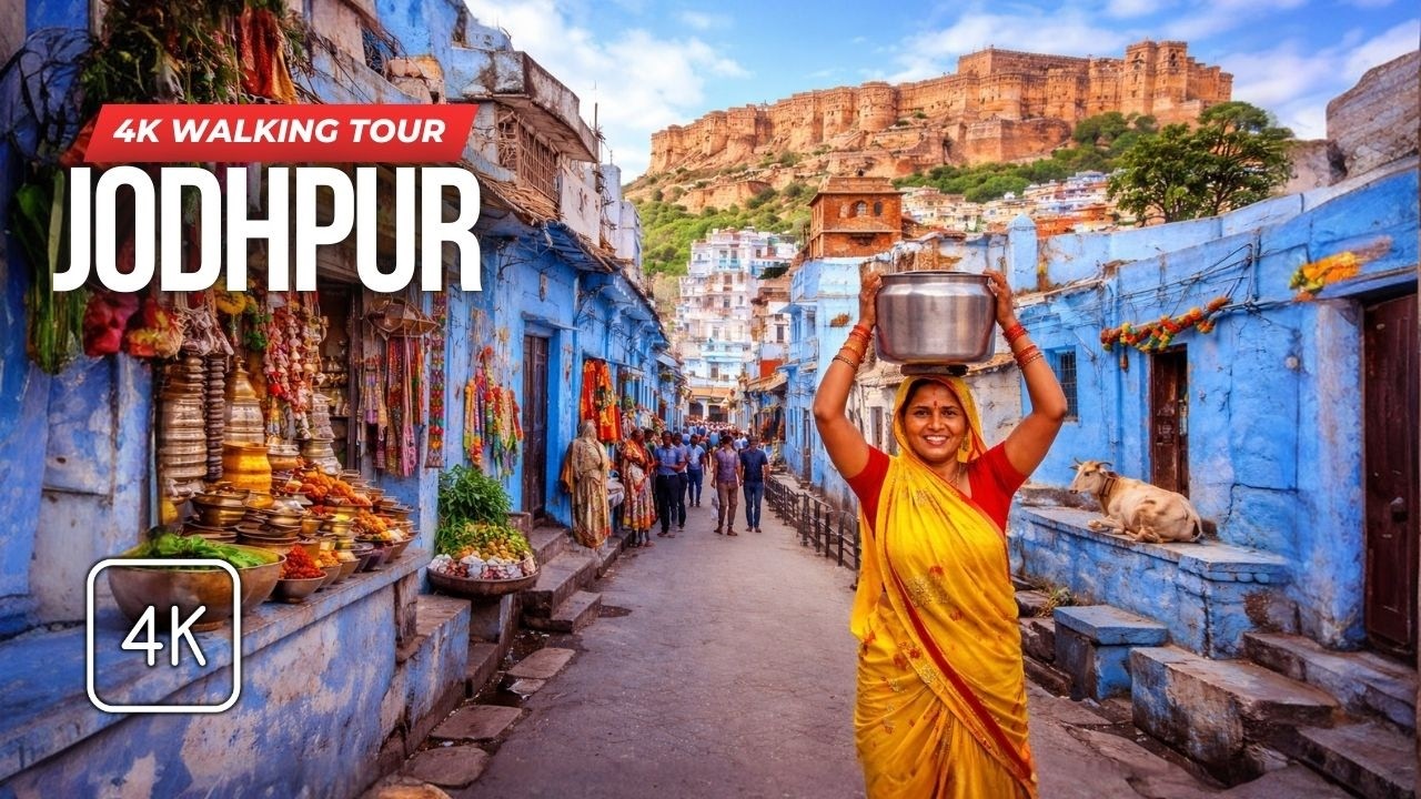 Jodhpur, India Walk 🇮🇳 4K - Authentic Street Life, Ancient City, Mehrangarh Fort and Blue City Lanes