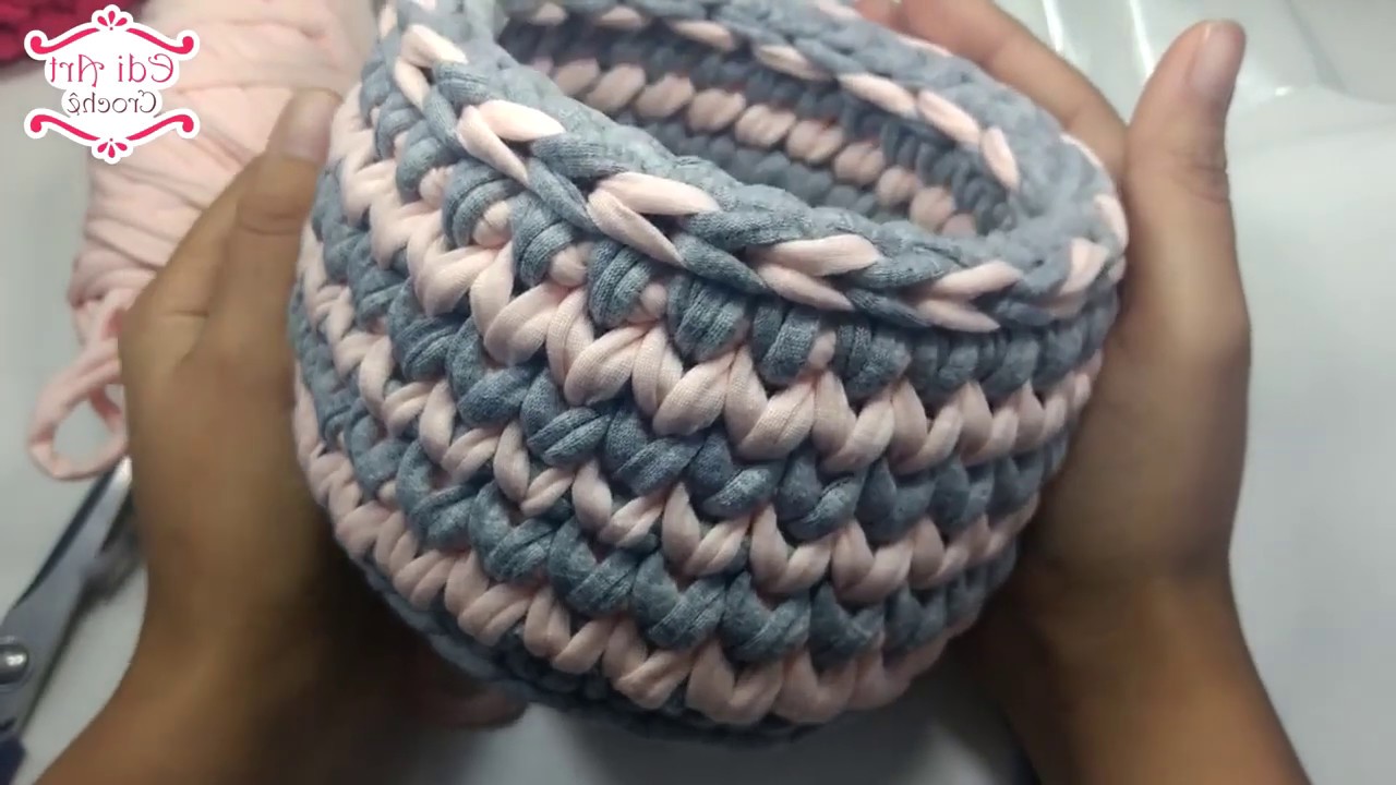 Cesto de fio de malha para iniciante versão canhoto | Edi Art Crochê