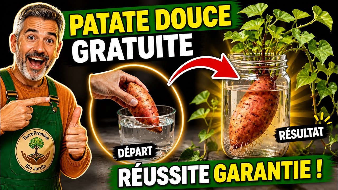 Patate douce dans l’eau : racines et pousses en moins de 10 jours ! 🌱#patatedouce #jardin  #potager