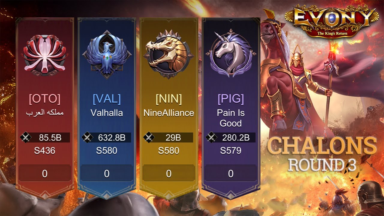 Chalons Round 3 | VAL v S436 OTO v S580 NIN v S579 PIG | Season 11 | Evony: The King's Return