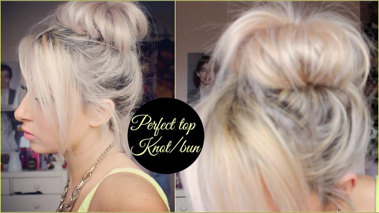 How to do a perfect easy messy topknot or bun hair tutorial (without sock or donut)