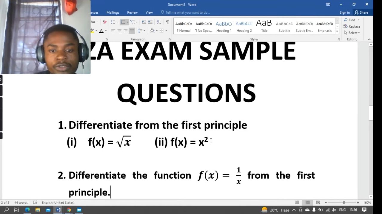 CALCULUS   How to find the derivative using the FIRST PRINCIPLE