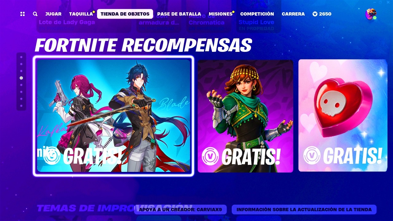 FORTNITE REGALA UNA NUEVA SKIN Y MUCHAS RECOMPENSAS QUE PUEDES CONSEGUIR ...!!