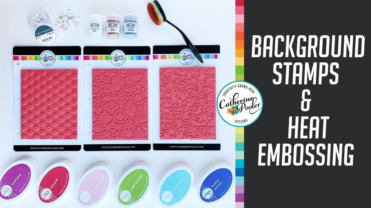 3 Cards with Background Stamps and Heat Embossing