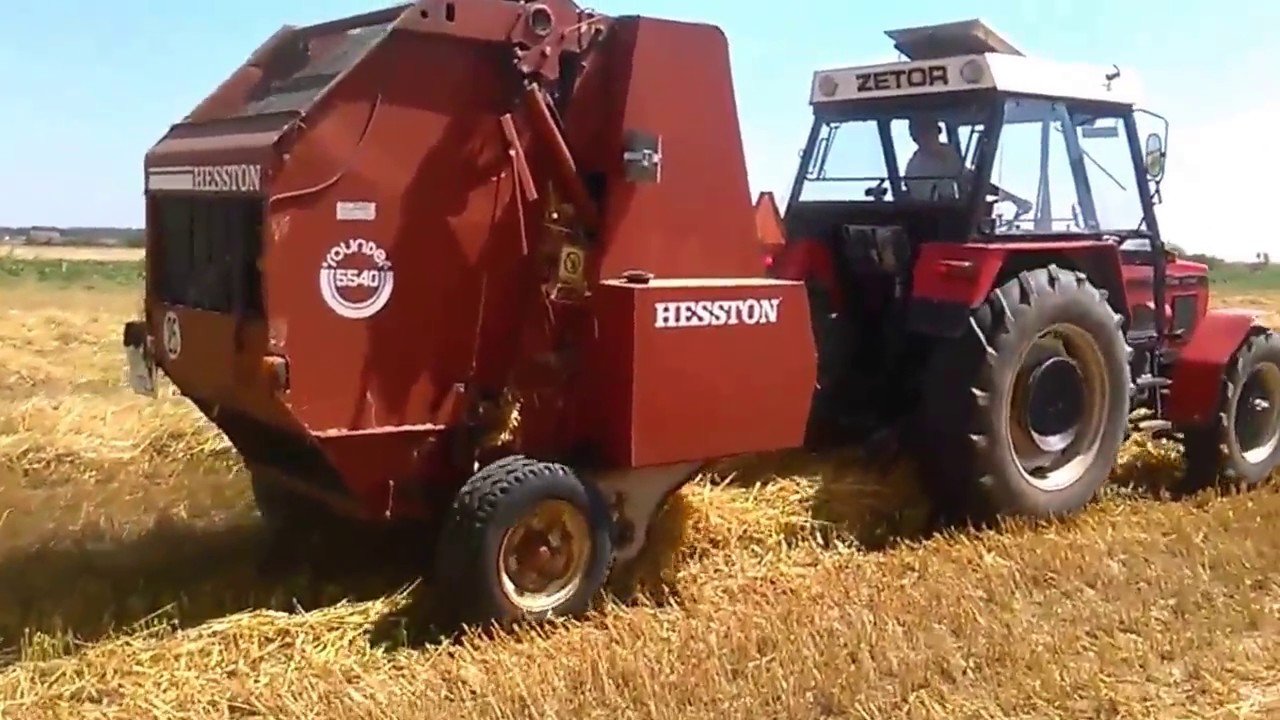 Prasowanie słomy 2017 jęczmień ozimy Zetor 7745,Hesston 5540 w akcji