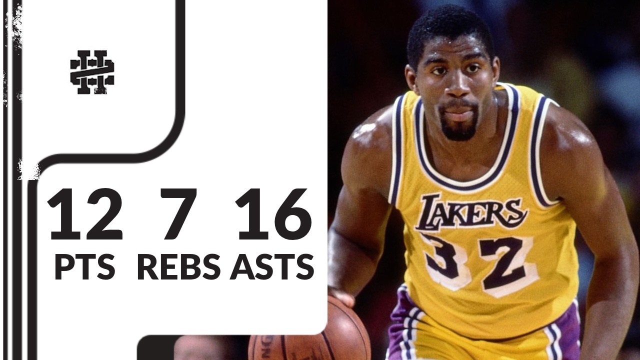 Magic Johnson 12 pts 7 rebs 16 asts vs Bulls 84/85 season
