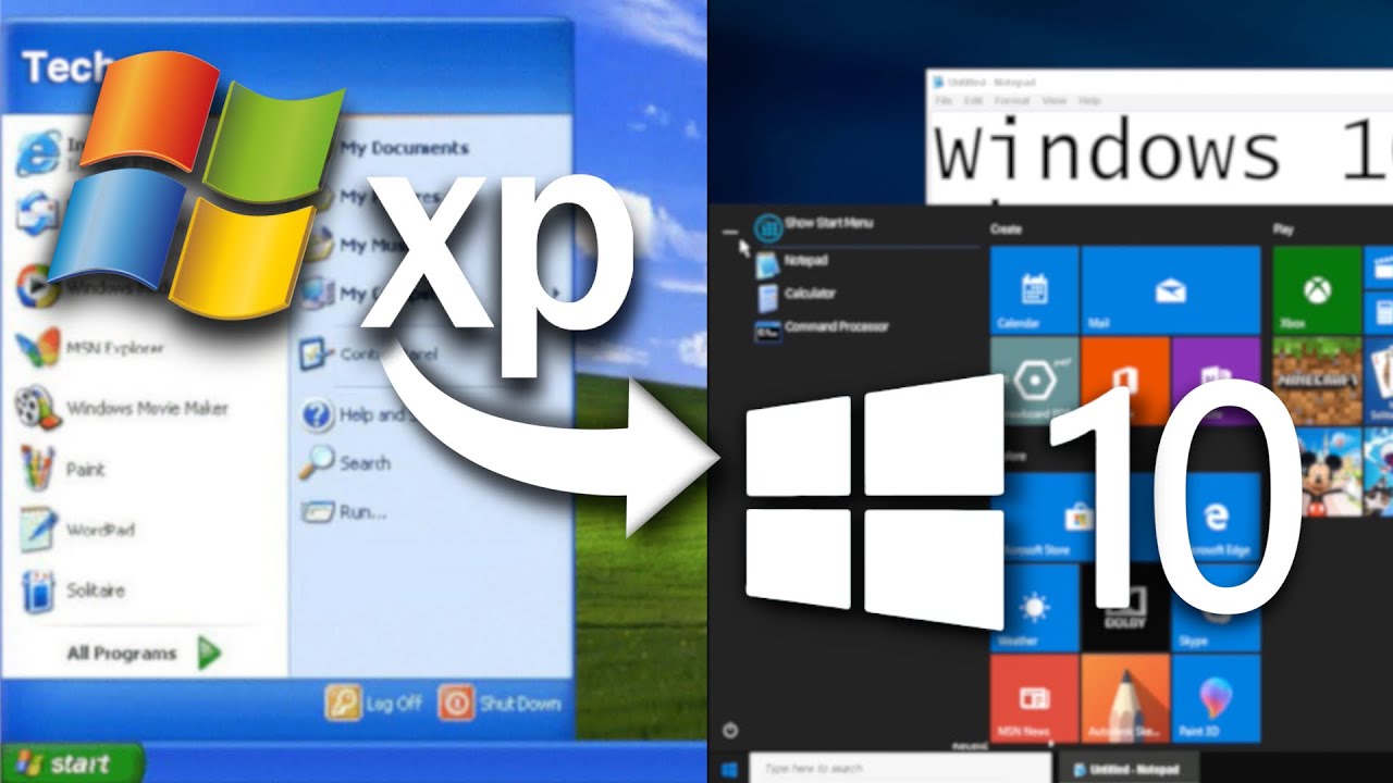 Windows XP Transformed into Windows 10