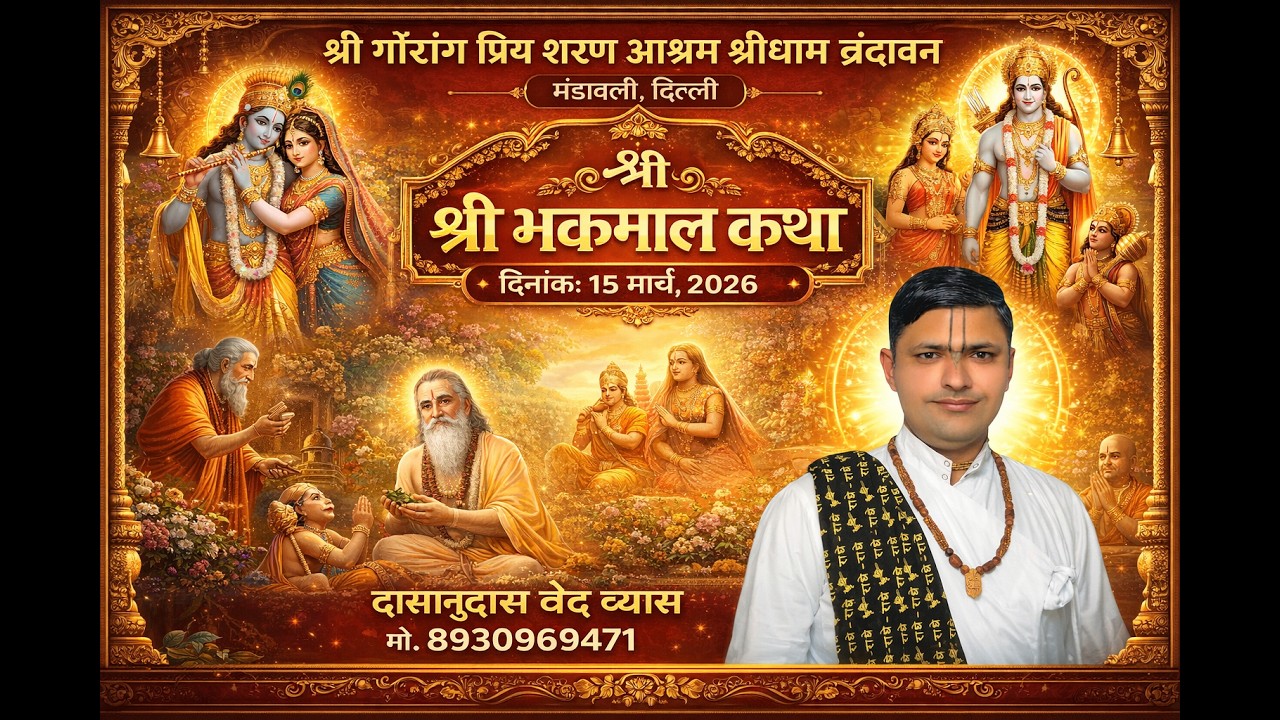 श्री भक्तमाल  कथा  | परम पूज्य श्री वत्स वेद प्रकाश व्यास जी महाराज | दिनांक: 16/03/2026