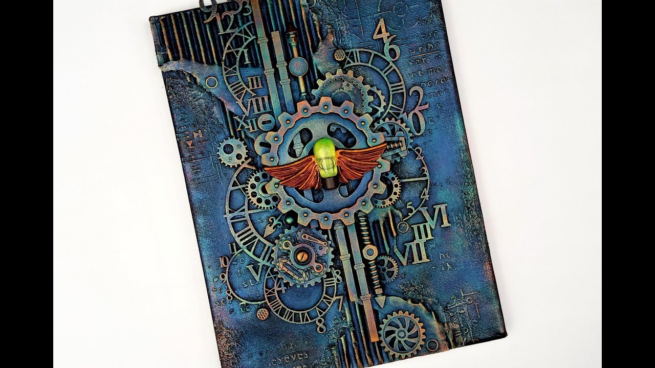 steampunk canvas with finnabair waxes and mitform castings
